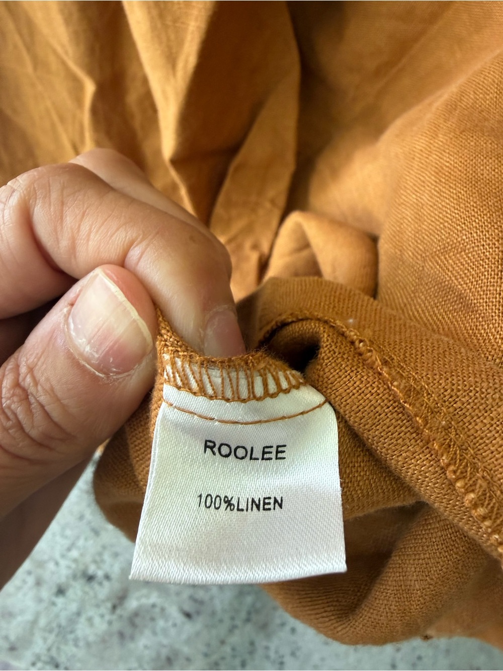 ROOLEE| 100% Linen| Button Front Midi Dress| Camel Brown| Pockets| Size M - Picture 4 of 4